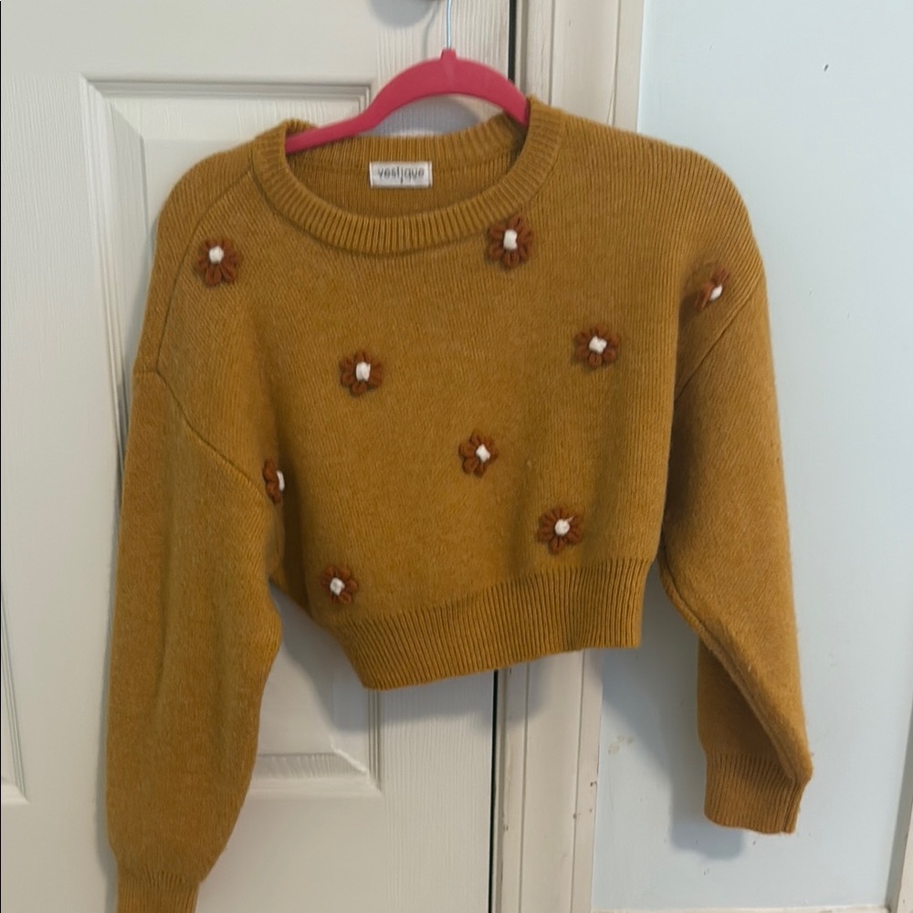 Vestique Yellow Cardigan Cozy Cropped Style